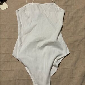 Wild Fable White Ribbed Bodysuit